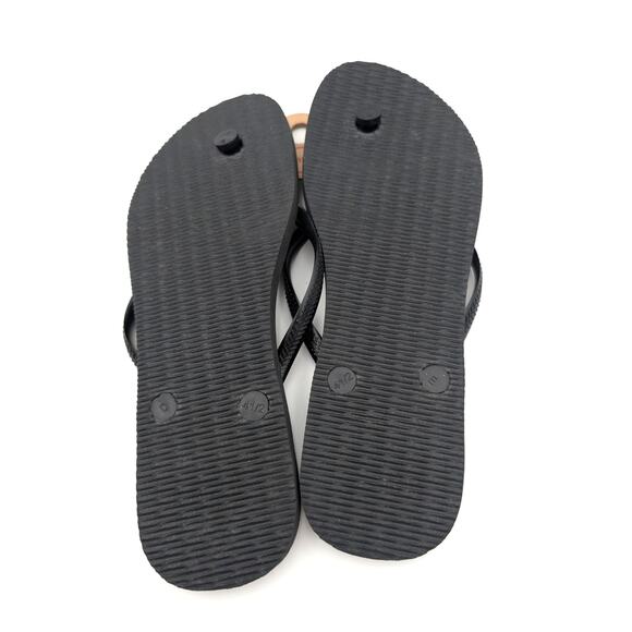 Havaianas Women's Slim Logo Flip Flop Thong Sandals Black Size US11/12 EU43/44 - Picture 6 of 7